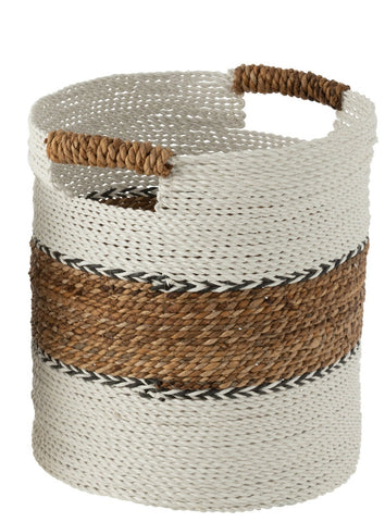 Large White/Natural Woven Laura Basket
