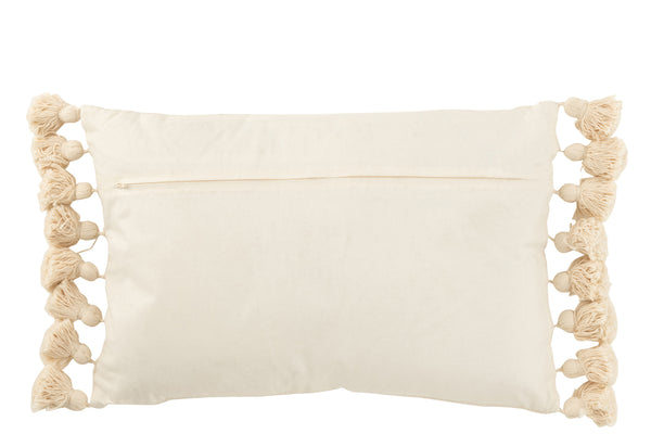 Beige Cotton Tasselled Cushion