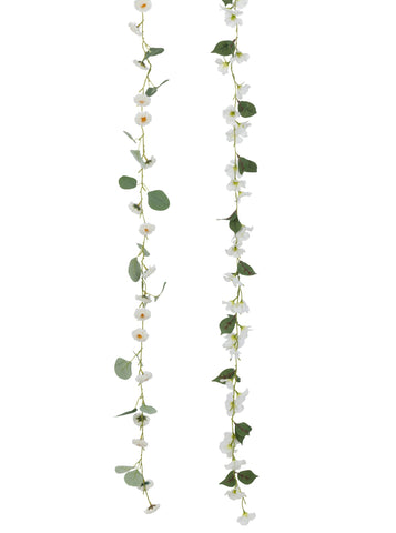 Faux White And Green Flower Garland