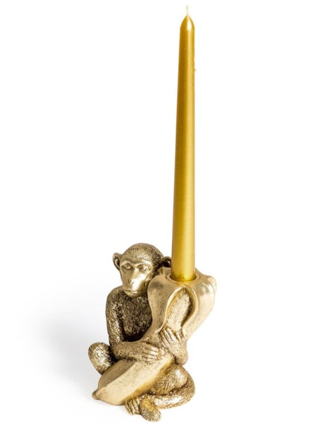 Antique Gold Monkey Candle Holder