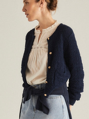 Navy Grace Knit Cardigan by Ese O Ese