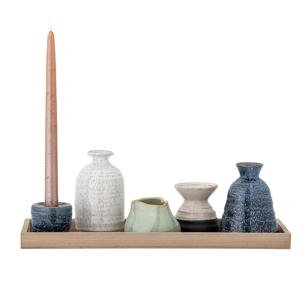 Blue Stoneware Multi-Vase Tray