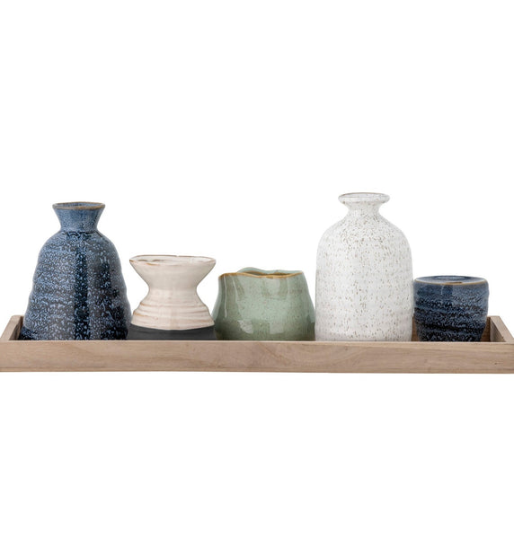 Blue Stoneware Multi-Vase Tray