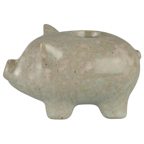 Natural Stoneware Pig Candle Holder