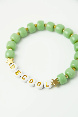 Mint Green Beaded 'Be Cool' Letter Bracelet by My Doris