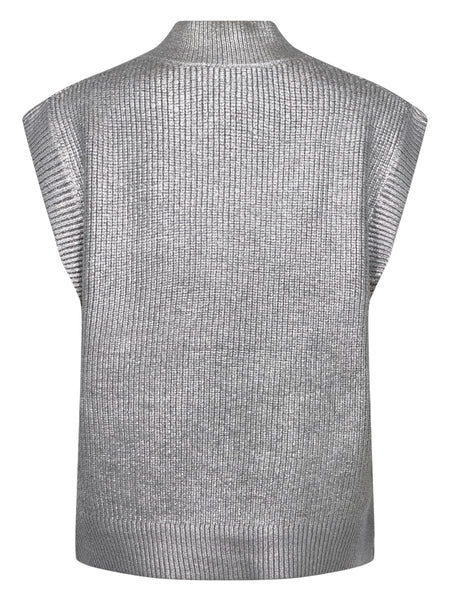 Silver Knit Plated Tank by Co Couture