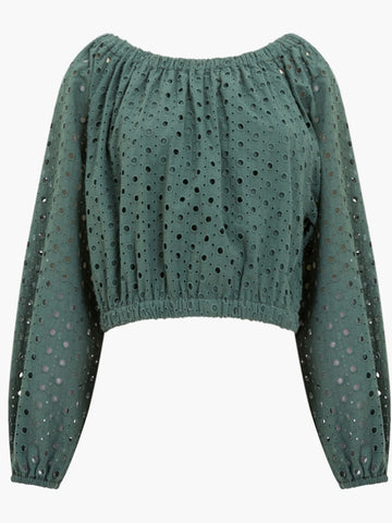 Tropical Green Embroidered Top by Great Plains