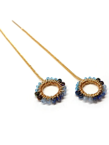 Gold Plated Dark Blue Handcrafted Earrings