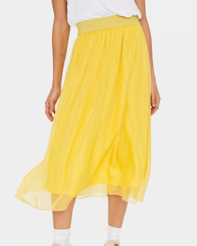 Yellow Georgette Midi Skirt by Saint Tropez
