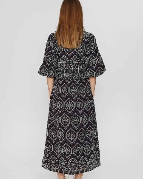 Black Embroidered Evelyn Dress by Numph