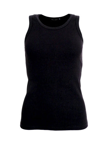 Black Ribbed Vest by Black Colour