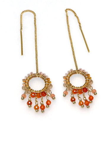 Gold Plated Orange Handcrafted Earrings