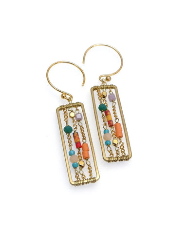 Gold Plated Orange and Afghan Beads Handcrafted Earrings
