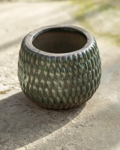 Small Green Armadillo Ceramic Flower Pot
