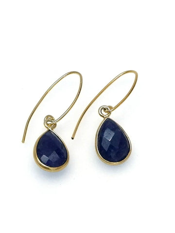 Gold Plated Dark Blue Gemstone Earrings