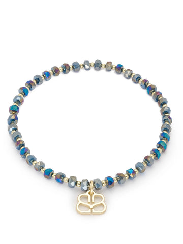 Prunus Midnight & Gold Crystal Stretch Bracelet by Boho Betty