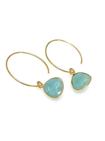 Gold Plated Amazonite Gemstone Earrings