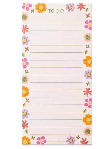 Retro Floral List Pad by Raspberry Blossom