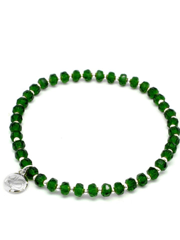 Prunus Emerald Green Crystal Stretch Bracelet by Boho Betty