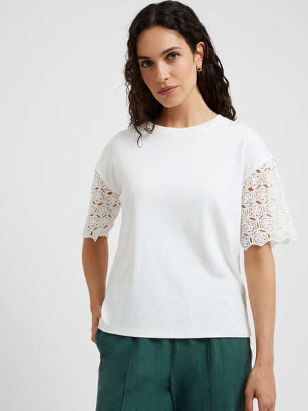 White Crochet Sleeve Tee by Great Plains