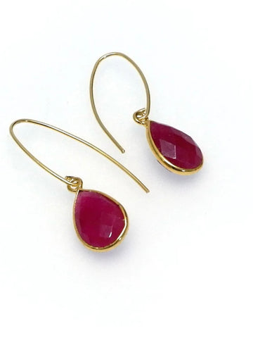 Gold Plated Ruby Gemstone Earrings