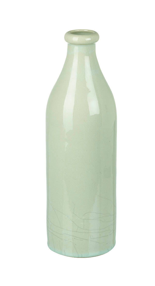 Large Green Crackle Ceramic Bottle Vase