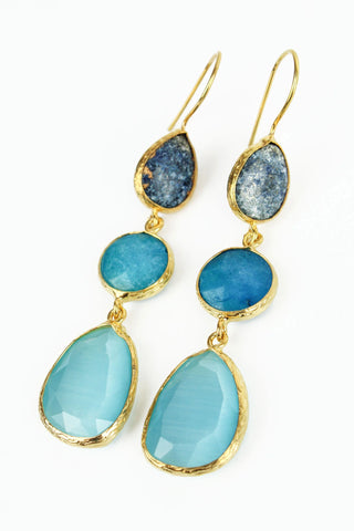 Blue Gem Stone Earrings by My Doris