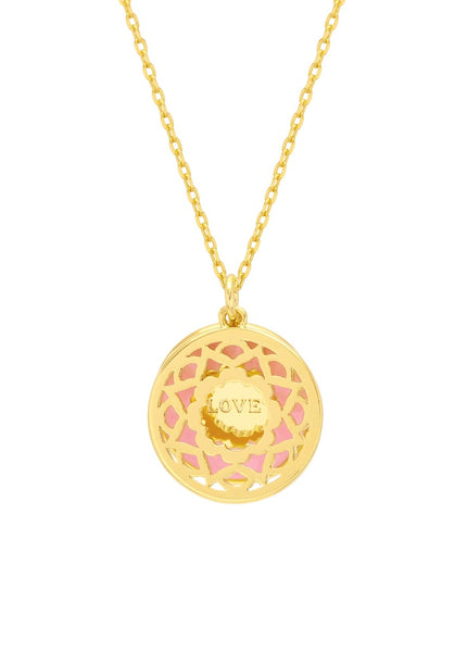 Pink Enamel Mandala Necklace - Gold Plated - by Estella Bartlett