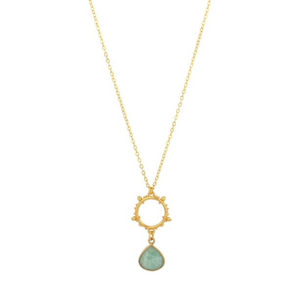 Aqua Amazonite Gemstone Pendant Necklace by Ashiana