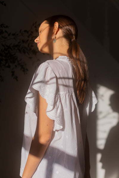 Marcel White Blouse With Frill Sleeve By Bonté