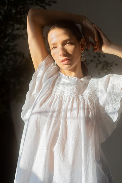 Marcel White Blouse With Frill Sleeve By Bonté