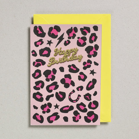 Pink Happy Birthday Animal Print Card by Petra Boase