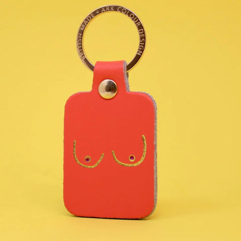 Boobs Key Fob in Coral Leather By Ark Colour Design