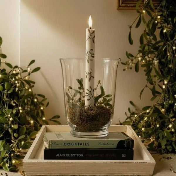 Parchment Mistletoe Manor Led Wax Candle Box of 2