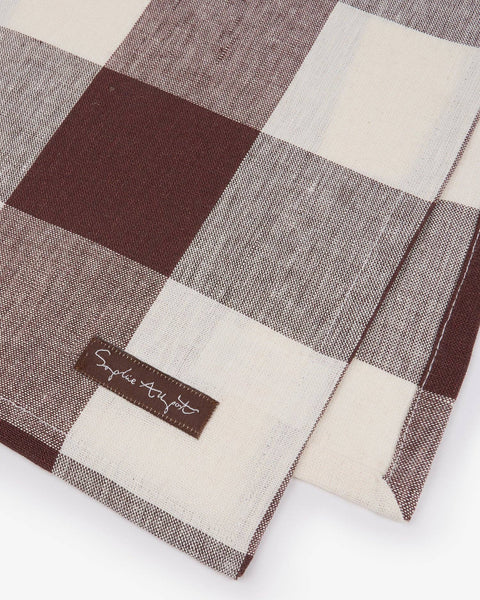 Chocolate Brown Gingham Linen Table Runner by Sophie Allport
