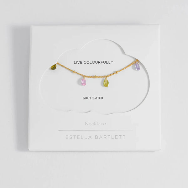 Multi CZ Pear Drop Necklace