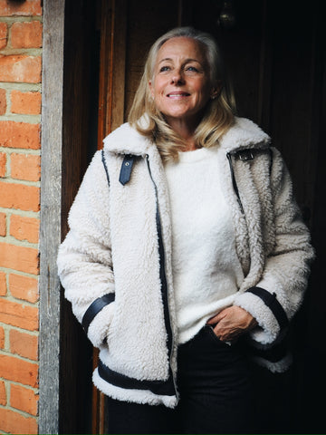 Cream Teddy Aviator Jacket by B Young