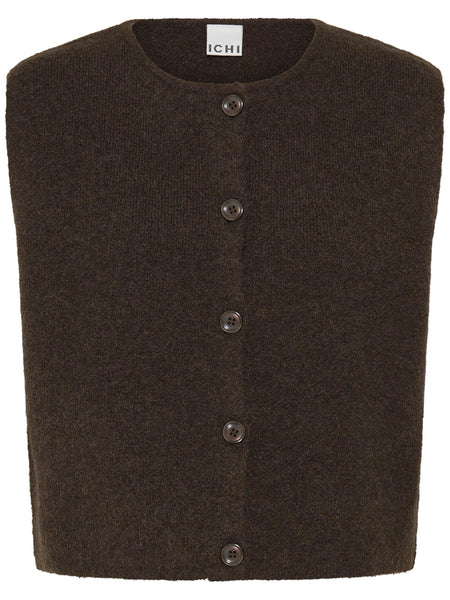 Chocolate Button Knit  Waistcoat by Ichi