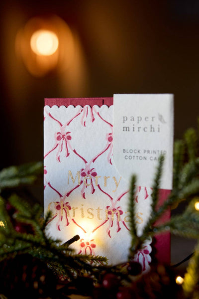 Bows Christmas Pudding Card