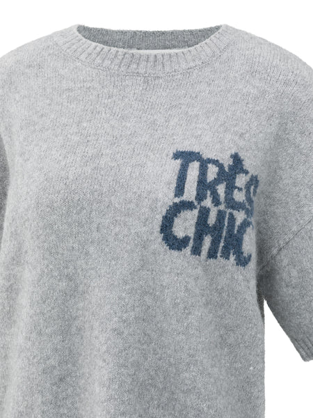 Grey Short Sleeve Tres Chic! Knit By Yaya