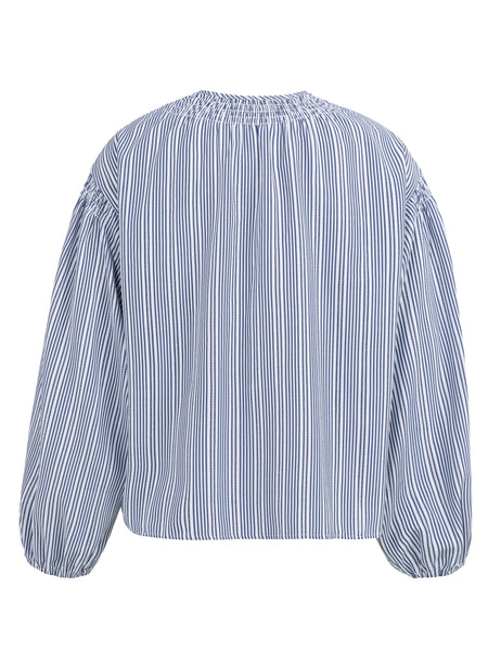 Blue Striped Smock Blouse by Yaya