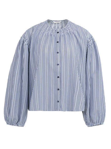 Blue Striped Smock Blouse by Yaya