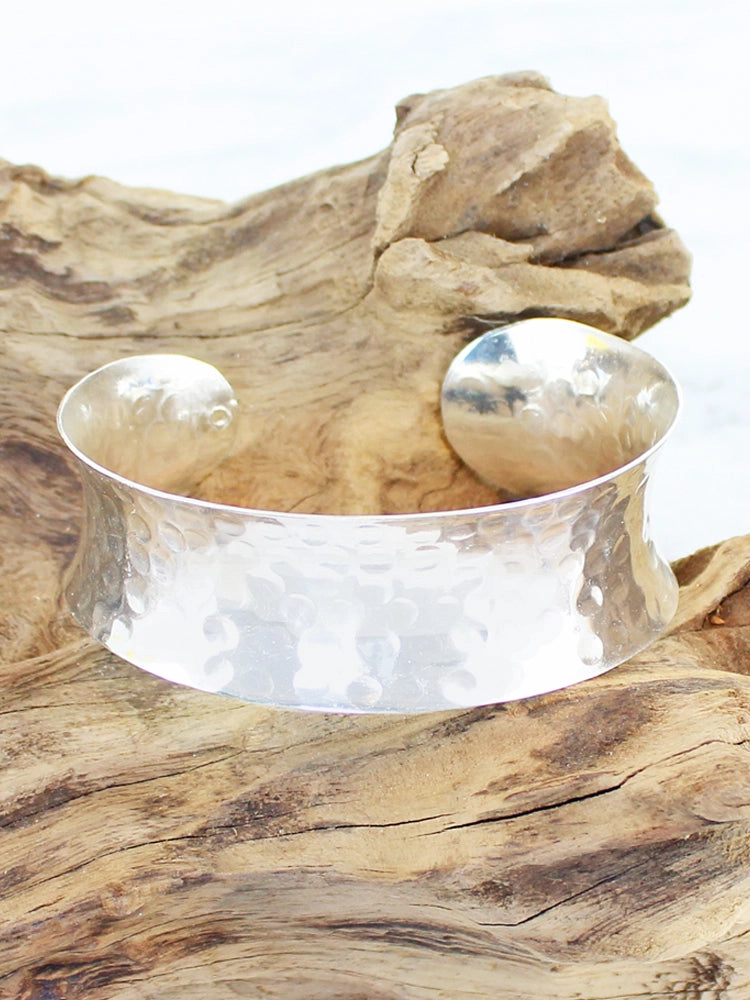 Solid Beaten Silver Metal Cuff by Suzie Blue