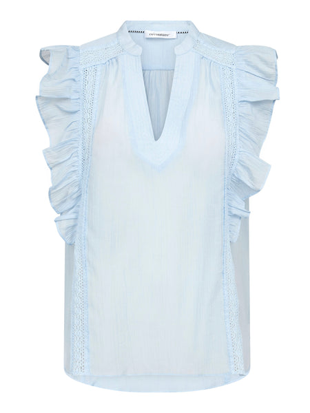Sky Lace Frill Sleeve Blouse by Co’ Couture