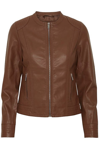 Brown Faux Leather Jacket by B Young
