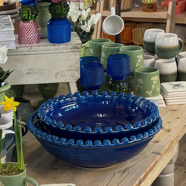 Vibrant Blue Pearl Bowl Medium