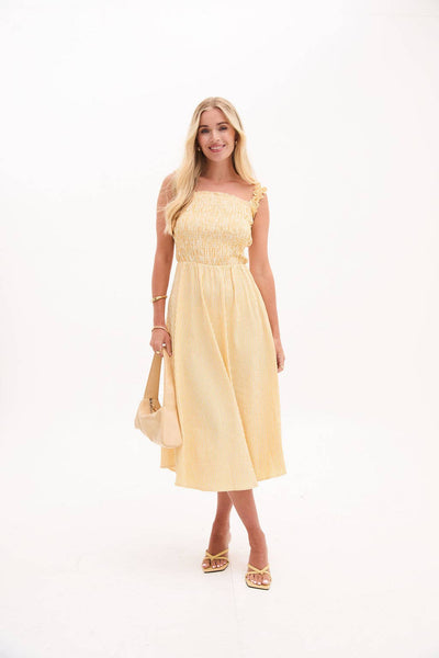 Yellow Stripe Smock Dress by Fika