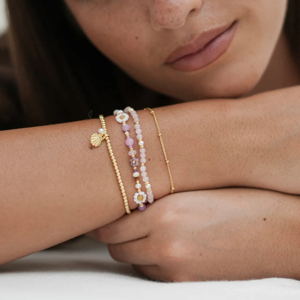 Pearl and Rose Quartz Duo Bracelet by Estella Bartlett