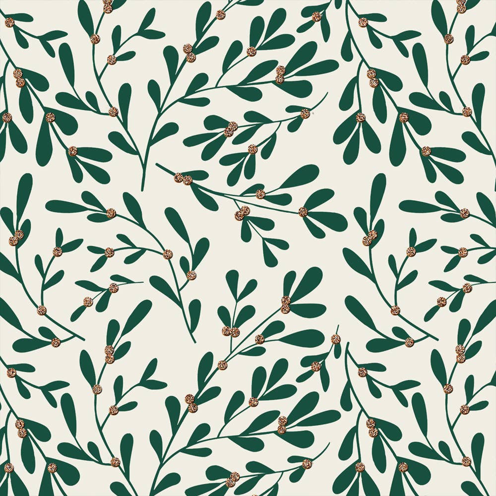 Eco-friendly Christmas Woodland Wrapping Paper Roll Mistetoe