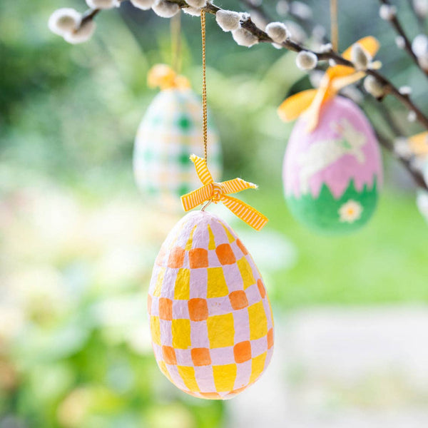 Recycled Cotton Green Gingham Hanging Eggs